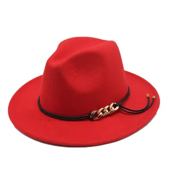 Модерен джаз шапка зимна вълна фетровая шапка, мъжки и дамски есенна черна широка периферия колиета, цилиндър, однотонная панамская шапка