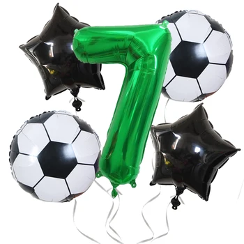 Гелиевая фолио Глобус Футболни Балони, Украса за парти по случай рождения Ден на Децата Момче световната Купа Цифра е Номер на Топката Футбол Празнични аксесоари
