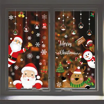 Весела Коледа На Етикети В Прозореца На Снежен Човек С Увреждания Коледно Дърво Фелиз Навидад Коледна Декорация За Дома 2022 Децата Предпочитат Подаръци От Дядо Коледа