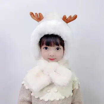 Сладки оленьи рога Детска шапка Зимни топли зимни шапки и Плюшени уши притопляне на Бебешко капачка на Капака на двигателя, за момчета и момичета Капачка Капачка Коледни подаръци